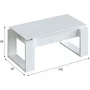 Nova Table basse relevable, blanc mélaminé, 105 x 55 x 45 cm, design contemporain avec charnières métalliques