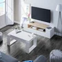 Nova Table basse relevable, blanc mélaminé, 105 x 55 x 45 cm, design contemporain avec charnières métalliques