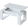 Nova Table basse relevable, blanc mélaminé, 105 x 55 x 45 cm, design contemporain avec charnières métalliques