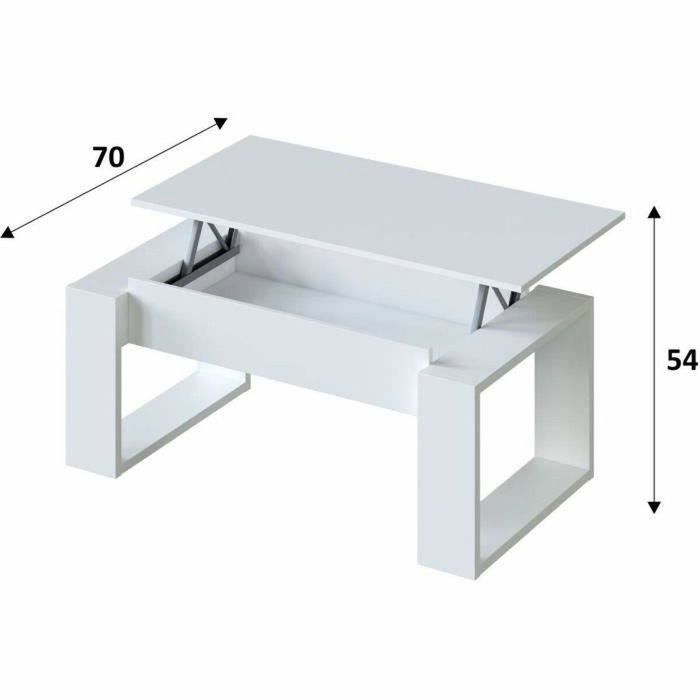 Nova Table basse relevable en mélaminé blanc