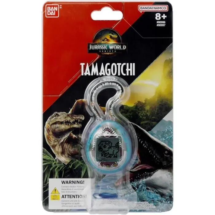 Bandai Tamagotchi Nano NT90996 Édition Jurassic World Blue Mosasaurus, Jouet Électronique de Poche avec Mini-Jeux, 2 Piles LR44 Incluses