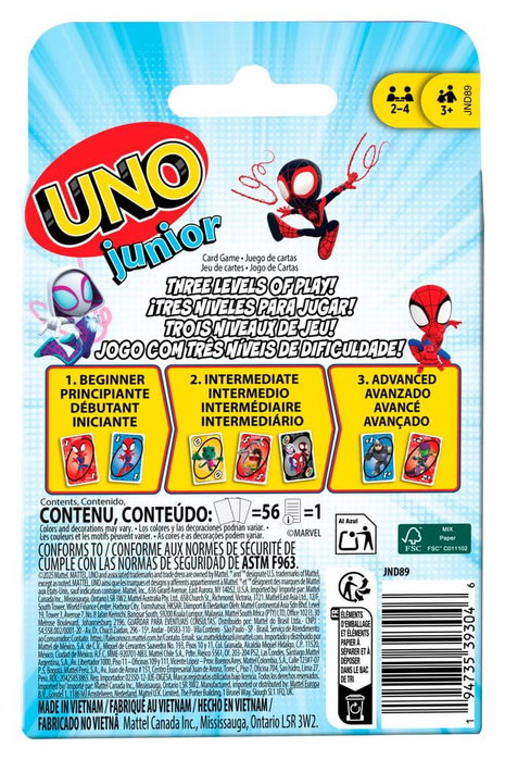 Mattel Games UNO Junior Spidey et ses Amis