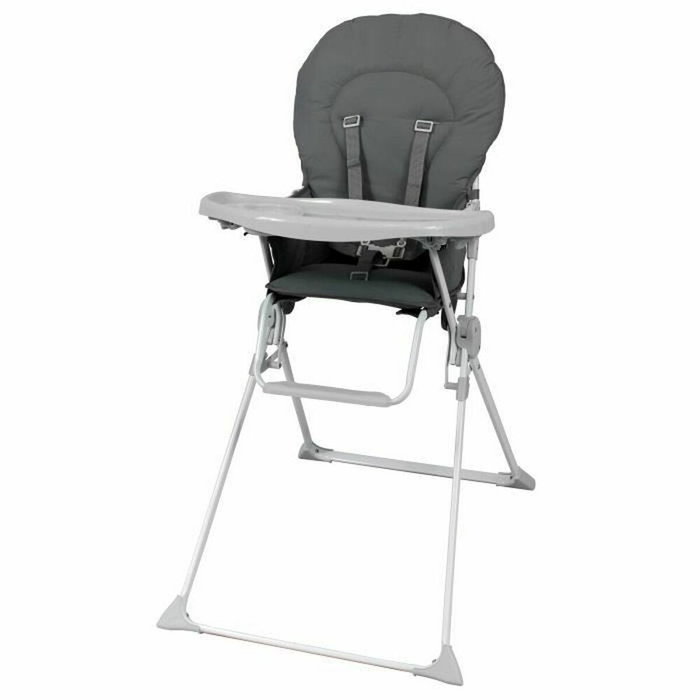 Bambisol Chaise haute fixe grise avec tablette réglable en profondeur