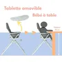 Bambisol Chaise haute fixe BAMBISOL avec tablette réglable en profondeur, assise large, dossier haut et stable, pliable - Gris