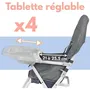 Bambisol Chaise haute fixe BAMBISOL avec tablette réglable en profondeur, assise large, dossier haut et stable, pliable - Gris