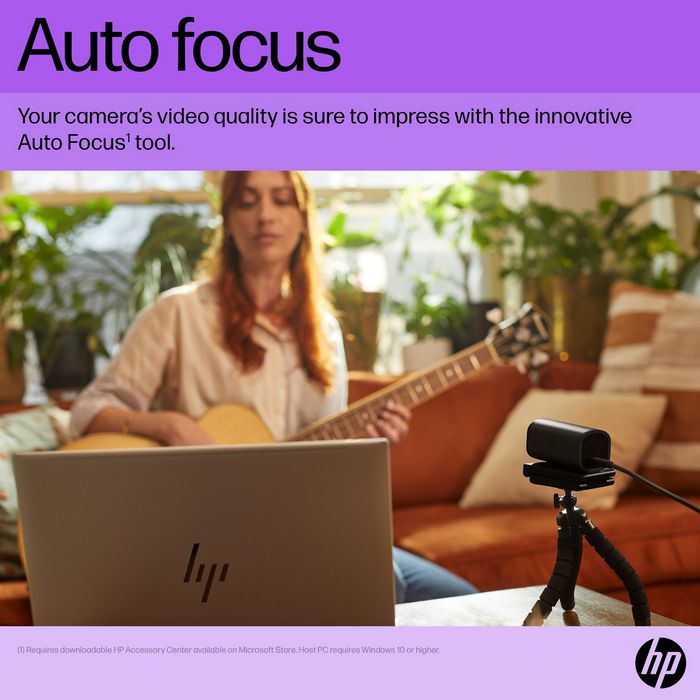 HP 965 - Webcam de diffusion 4K avec autofocus intelligent, optimisée par IA HDR et certifiée Zoom - Cache de confidentialité magnétique