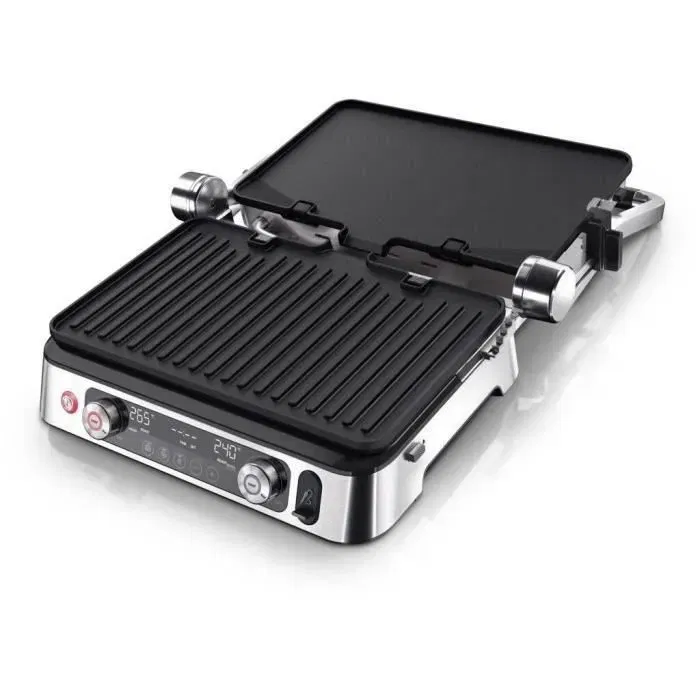 Braun Multi Grill 9 Pro - Grill multifonction 2200 W avec 3 positions de chauffe, sonde thermique et bac à jus intégré - Noir/Acier