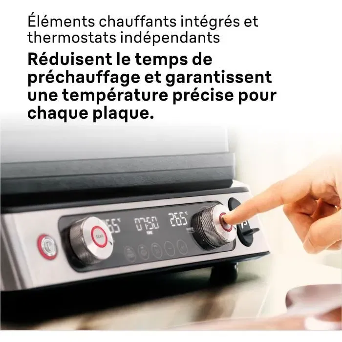 Braun Multi Grill 9 Pro - Grill multifonction 2200 W avec 3 positions de chauffe, sonde thermique et bac à jus intégré - Noir/Acier