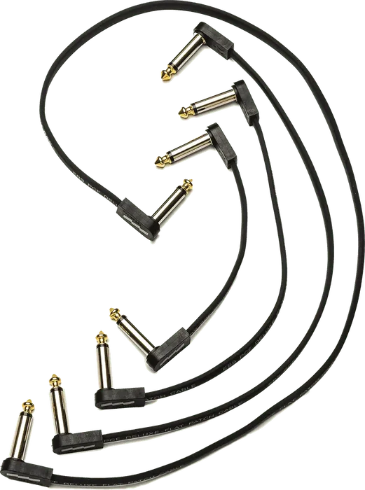EBS PCF-DL Lot de 10 câbles patch Jack-Jack 18 cm - Flat Patch Deluxe - Noir (Set de 10)