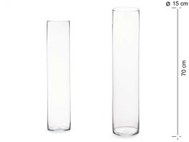 Giftdecor Vase en cristal cylindrique transparent 15 cm x 70 cm