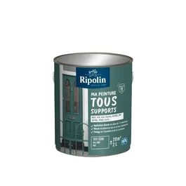 Ripolin - Peinture multi-supports mat vert cèdre RAL 6000 - Application sur bois, métal, béton, PVC - Résiste aux UV et intempéries - 2 litres