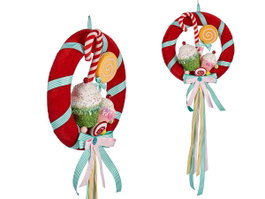 Krist+ Couronne de Noël Rouge Synthétique 42x40x12 cm (Set de 3)