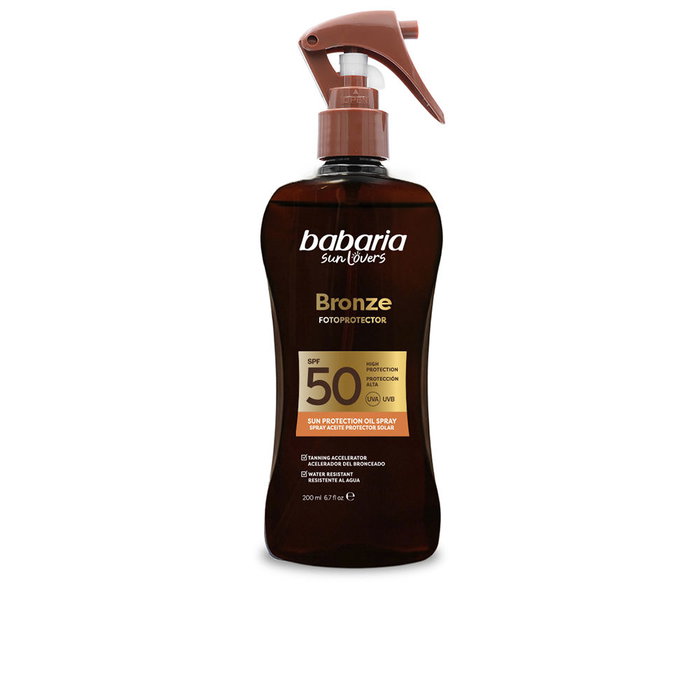 Babaria Sun Lovers Bronze Spray Huile Protectrice SPF50 200ml