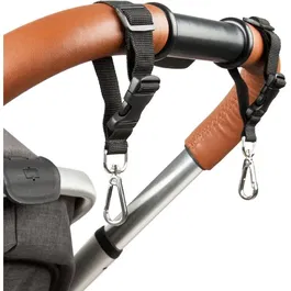 Tineo - Lot de 2 attaches avec mousquetons pour sac à langer et poussette - Accessoire universel de rangement - Noir