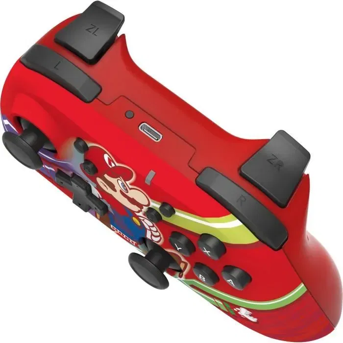 Hori Horipad pour Nintendo Switch, Manette Sans Fil Rouge avec Micro-USB, Autonomie 15 Heures, Portée 10 mètres