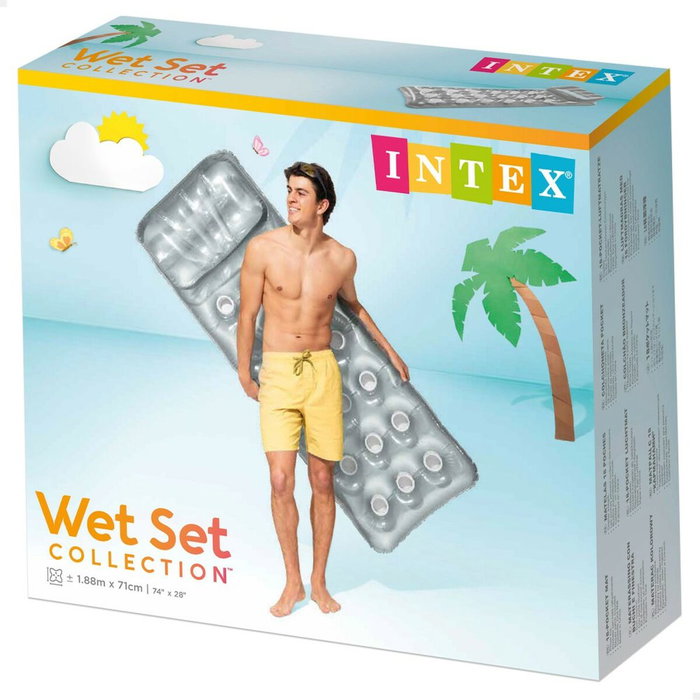 Intex Matelas gonflable de piscine 90620 - Gris argent avec appuie-tête intégré Intex Matelas gonflable de piscine 90620 - Gris argent avec appuie-tête intégré