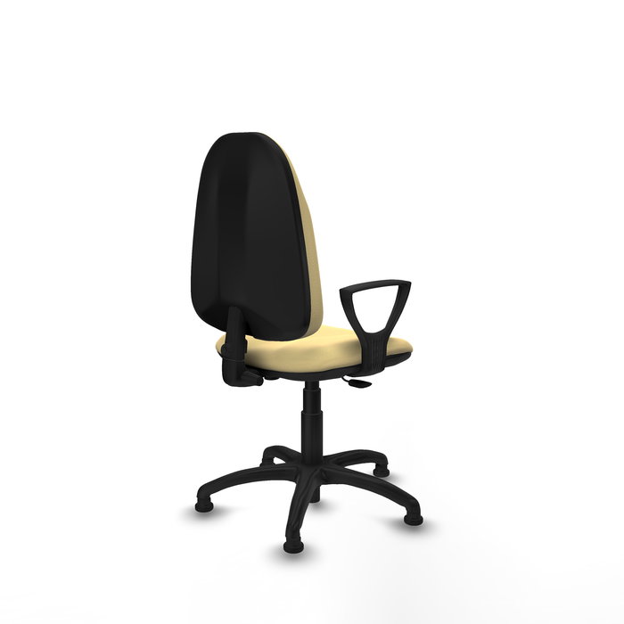 Chaise Algarra Contact permament de base Cuir écologique Beige Structure polyamide noire Accoudoirs fixes Sans appui-tête Patins de chaises