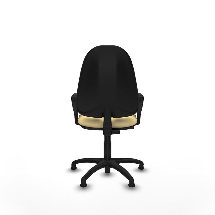 Chaise Algarra Contact permament de base Cuir écologique Beige Structure polyamide noire Accoudoirs fixes Sans appui-tête Patins de chaises