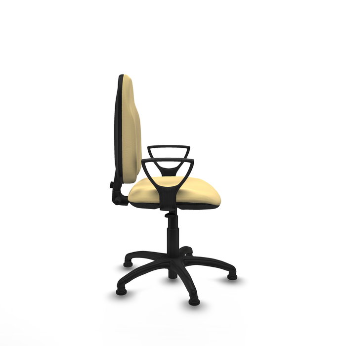 Chaise Algarra Contact permament de base Cuir écologique Beige Structure polyamide noire Accoudoirs fixes Sans appui-tête Patins de chaises