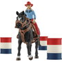 Schleich Farm World Cowgirl Barrel Racing Fun 42576 avec cheval et tonneaux