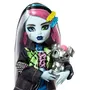 Monster High Poupée Frankie Stein HXH73 avec chiot Watzie et accessoires - Poupée articulée mode