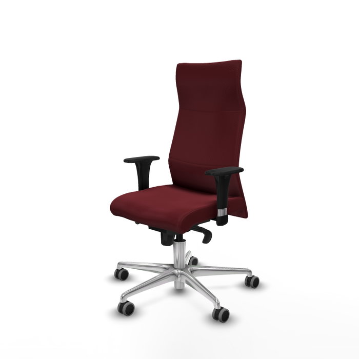 Piqueras Y Crespo Fauteuil de Direction Albacete, Similicuir Grenat, Mécanisme Synchrone, Base Aluminium