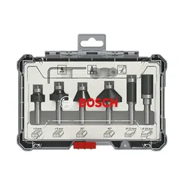 Bosch Professional - 2607017468 - Coffret de 6 fraises à araser, chanfreiner, arrondir à queue de 6 mm pour bois et dégâts portatifs