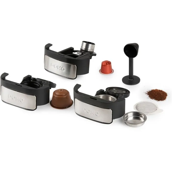 Domo Machine à expresso 4-en-1 1525 W 1,5 L Noir compatible Nespresso Dolce Gusto ESE café moulu