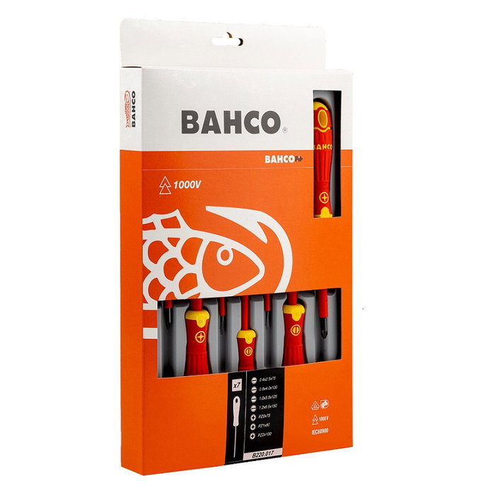 Bahco Jeu de tournevis isolés Bahcofit 7 Pièces Plastique 0.5-100/0.8-100/1.0-125/1.2-150 Ph0,Ph1,Ph3 Bahco Jeu de tournevis isolés Bahcofit 7 Pièces Plastique 0.5-100/0.8-100/1.0-125/1.2-150 Ph0,Ph1,Ph3