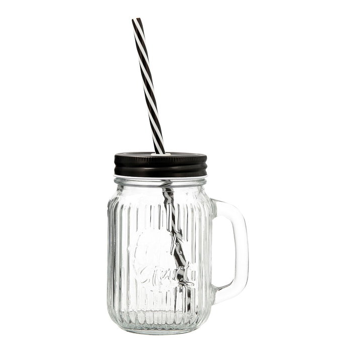 Quid Carafe avec Couvercle et Paille Maison Transparent 470 ml (Lot de 12)