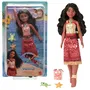 Disney Princess Poupée Vaiana Nageuse JFF09 - Vaiana 2 - Corsage Magique qui Change de Couleur au Contact de l'Eau avec 15 Accessoires, 8 cm, à Partir de 3 Ans