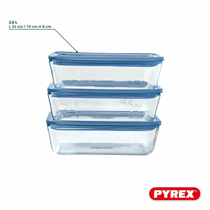 Pyrex Lot de 3 Boîtes de conservation Zero Plastic 1,5 L Pyrex Lot de 3 Boîtes de conservation Zero Plastic 1,5 L