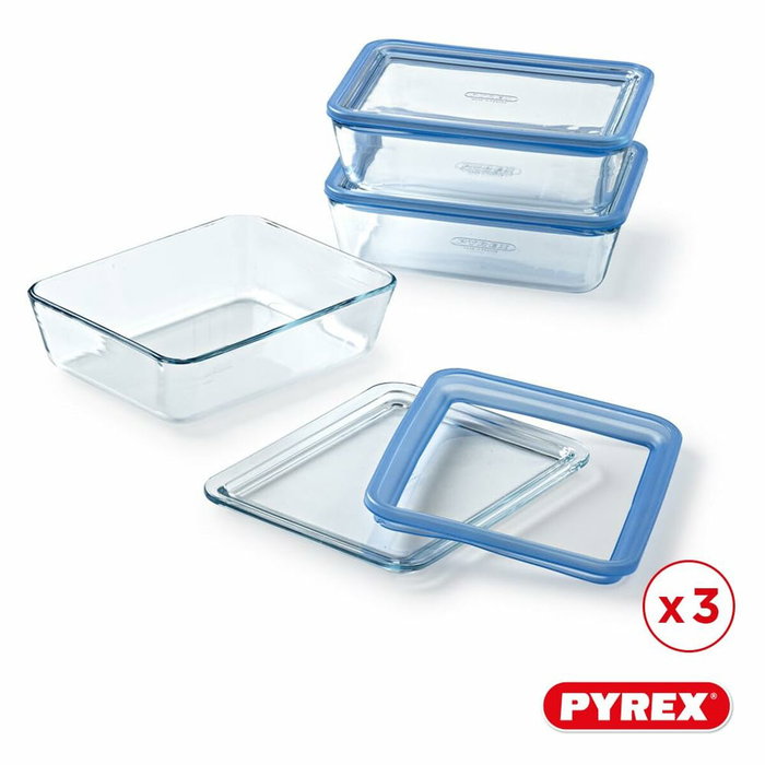 Pyrex Lot de 3 Boîtes de conservation Zero Plastic 1,5 L Pyrex Lot de 3 Boîtes de conservation Zero Plastic 1,5 L