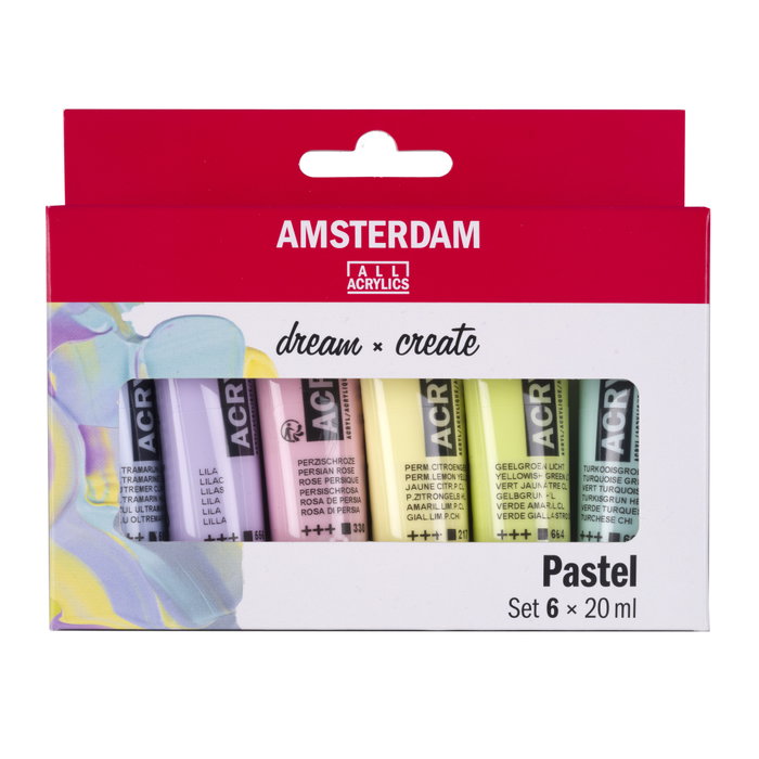 Amsterdam Coffret de peinture acrylique couleur pastel série Standard, 6 x 20 ml Amsterdam Coffret de peinture acrylique couleur pastel série Standard, 6 x 20 ml