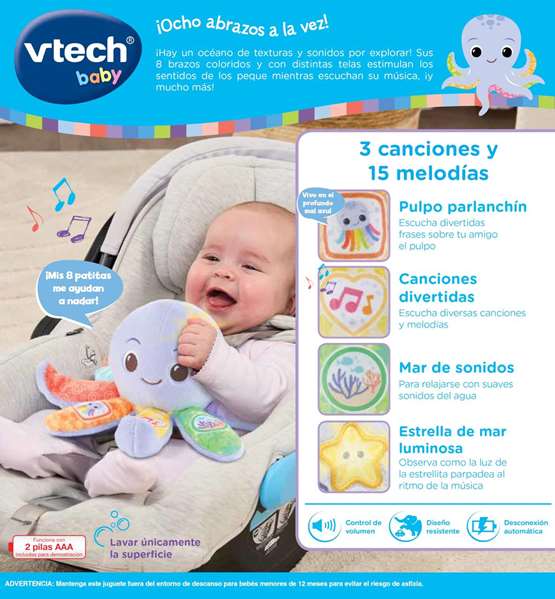Vtech Peluche de couleurs Pulpito patitas