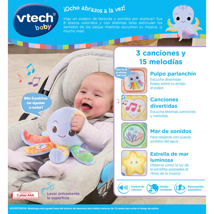 V-Tech Peluche Poulpe Sensoriel Coloré 80-577922 avec Lumières et Musique V-Tech Peluche Poulpe Sensoriel Coloré 80-577922 avec Lumières et Musique