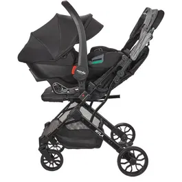 Nania Poussette Myla 2-en-1 avec Siège Auto Rimini Groupe 0+ i-Size R129 - Poussette Léger 7.5 kg, 4 Roues, Plage 0-22 kg, Pliage 1 Main, Noir