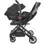 Nania Poussette Myla 2-en-1 avec Siège Auto Rimini Groupe 0+ i-Size R129 - Poussette Léger 7.5 kg, 4 Roues, Plage 0-22 kg, Pliage 1 Main, Noir