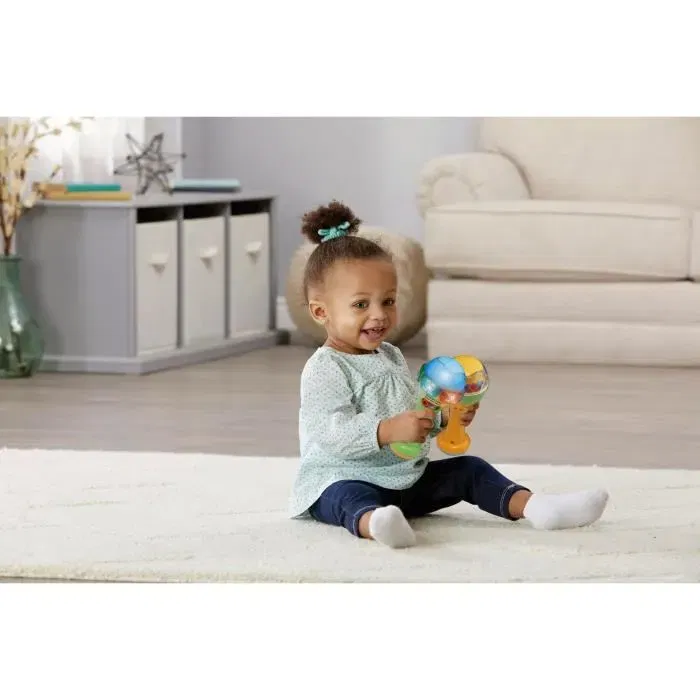 Vtech Baby Maracas Lumineuses Magiques - Jouet musical bilingue pour bébé de 9 mois à 3 ans avec 6 boutons lumineux, 3 modes de jeu et maracas électroniques