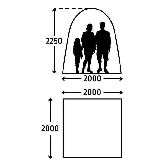 Kampa - AIR Shelter 200 - Abri de jardin gonflable - 2 x 2 m - Gris et noir