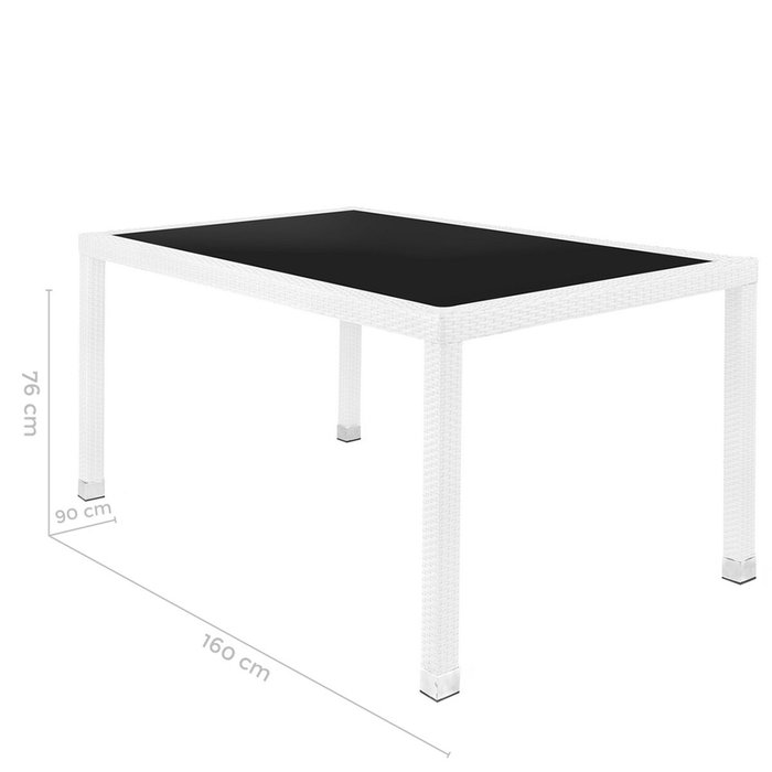 BigBuy Garden Table de Salle à Manger Marlene Aluminium Verre Rotin Verre trempé 160 x 90 x 76 cm