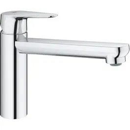 Grohe 31717000 Robinet de cuisine StarLight Chrome, monotrou, bec pivotant, avec mousseur économique d'eau et bonde inclus