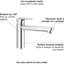 Grohe 31717000 Robinet de cuisine StarLight Chrome, monotrou, bec pivotant, avec mousseur économique d'eau et bonde inclus