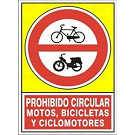 DUVER Signal de prohibition de circulation pour motos, vélos et cyclomoteurs, 345 x 245 mm