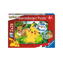 RAVENSBURGER Puzzle Pokémon 48 pièces - 2 puzzles de 24 pièces chacun, dimensions 19 x 14 cm