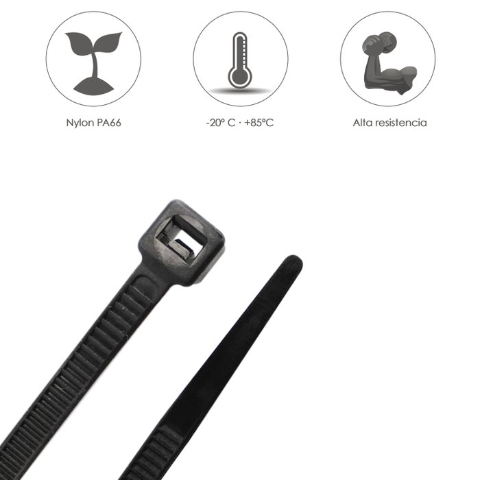 WOLFPACK LINEA PROFESIONAL Colliers de serrage en nylon noir 4,5 x 280 mm, 100 unités