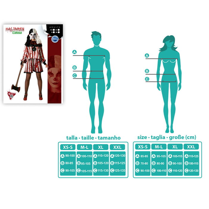 BigBuy Carnival Déguisement Payasa Rouge avec T-shirt et Pantalon XL