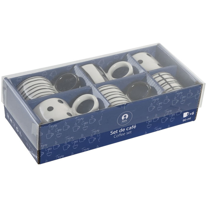 Home ESPRIT Ensemble de tasses à café Blanc Noir Porcelaine 90 ml