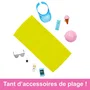 Barbie Poupée Ken Plage HPL74 - Poupée blonde en short de bain bleu avec accessoires de plage, pour enfant 3 ans et plus