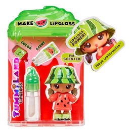 MGA Yummiland Lipgloss Maya à la Pastèque - Pack Créatif avec Labial, Paillettes et Parfum - Poupée Articulée Gommeuse - À Partir de 4 Ans